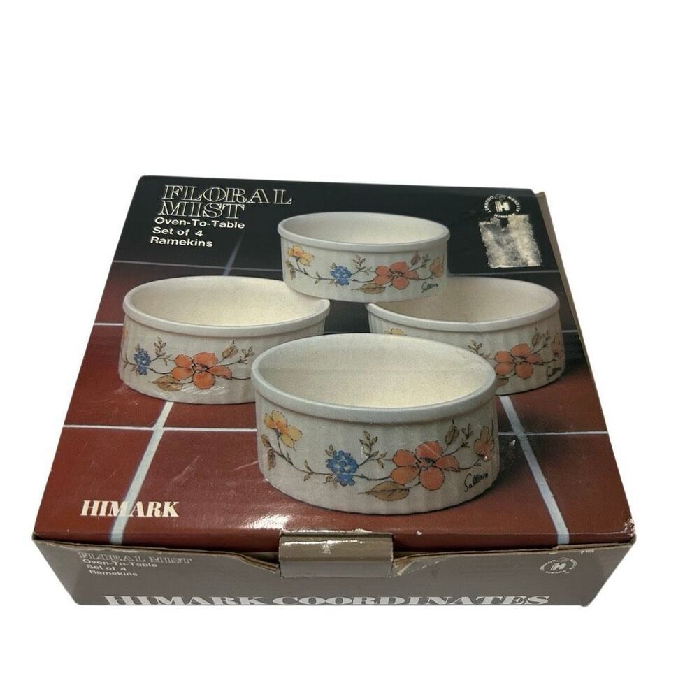 Vintage Himark Floral Mist 4 Ramekin Set NIB